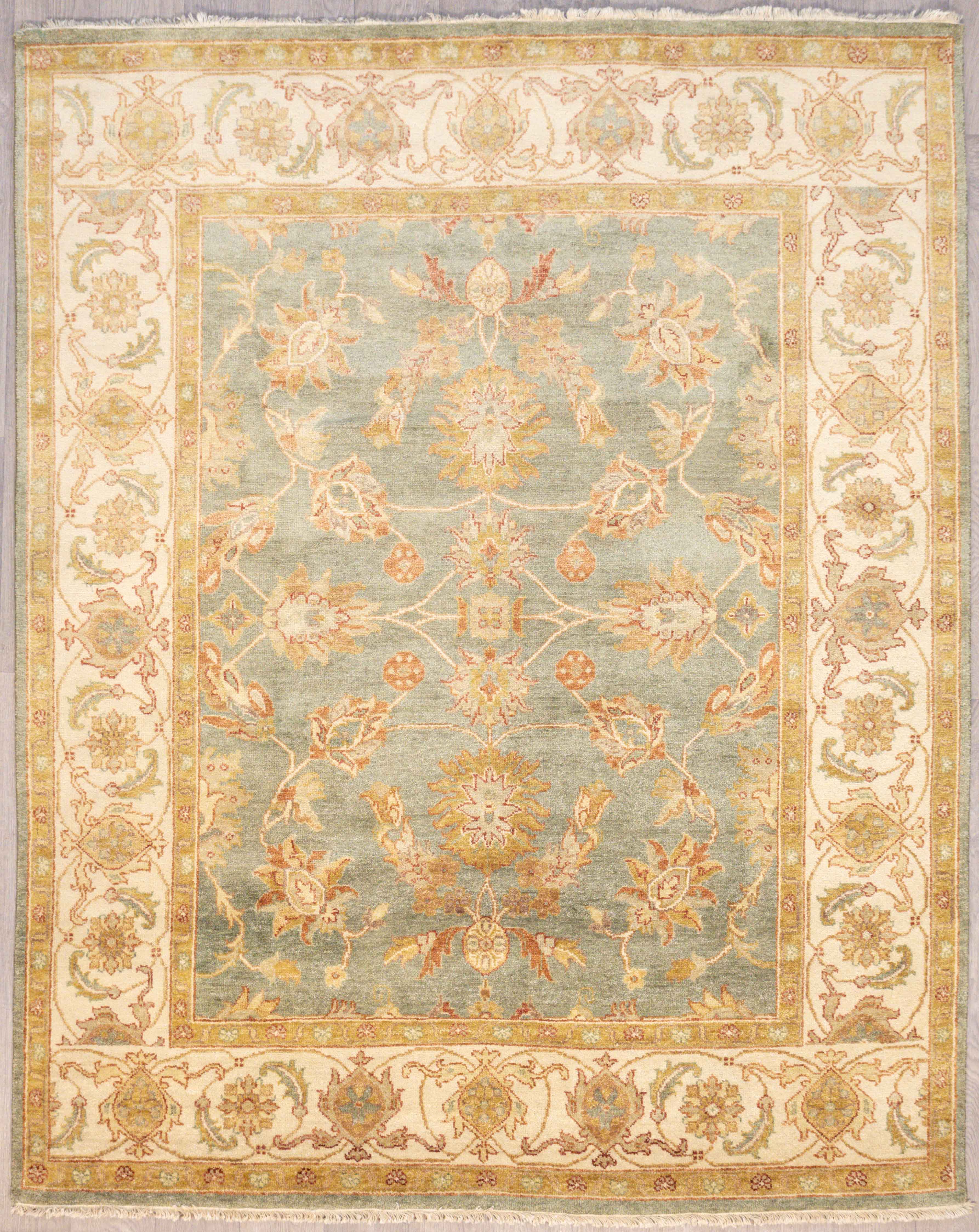 Blue Beige Indo Chobi Wool Rug 226cm x 280cm