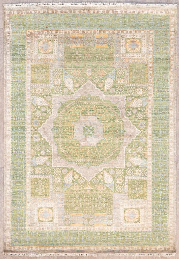 Green Mamluk Chobi Wool Rug 167cm x 238cm