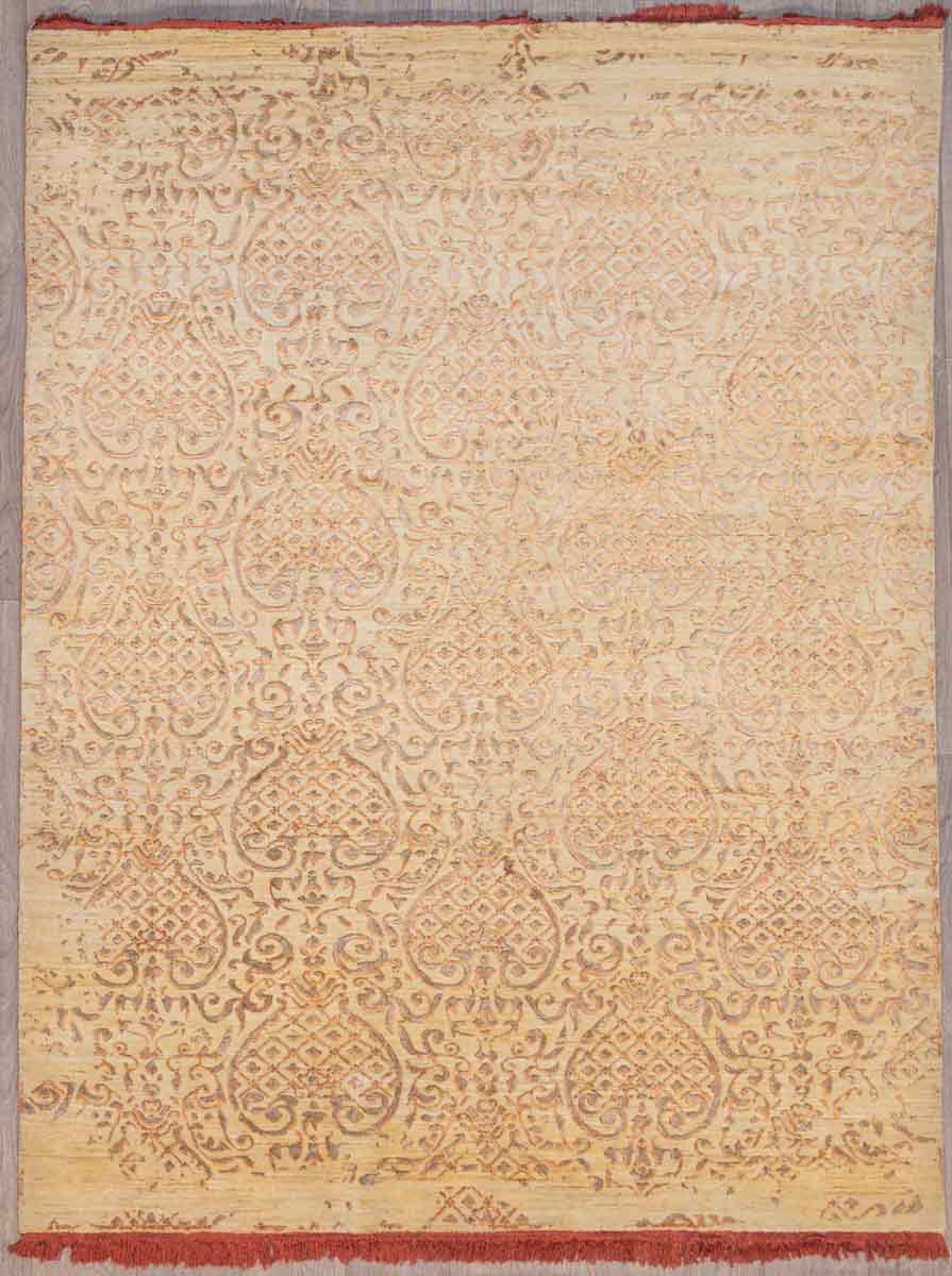 Cream Pink Sienna Contemporary Sik n Wool Rug 189cm x 236cm