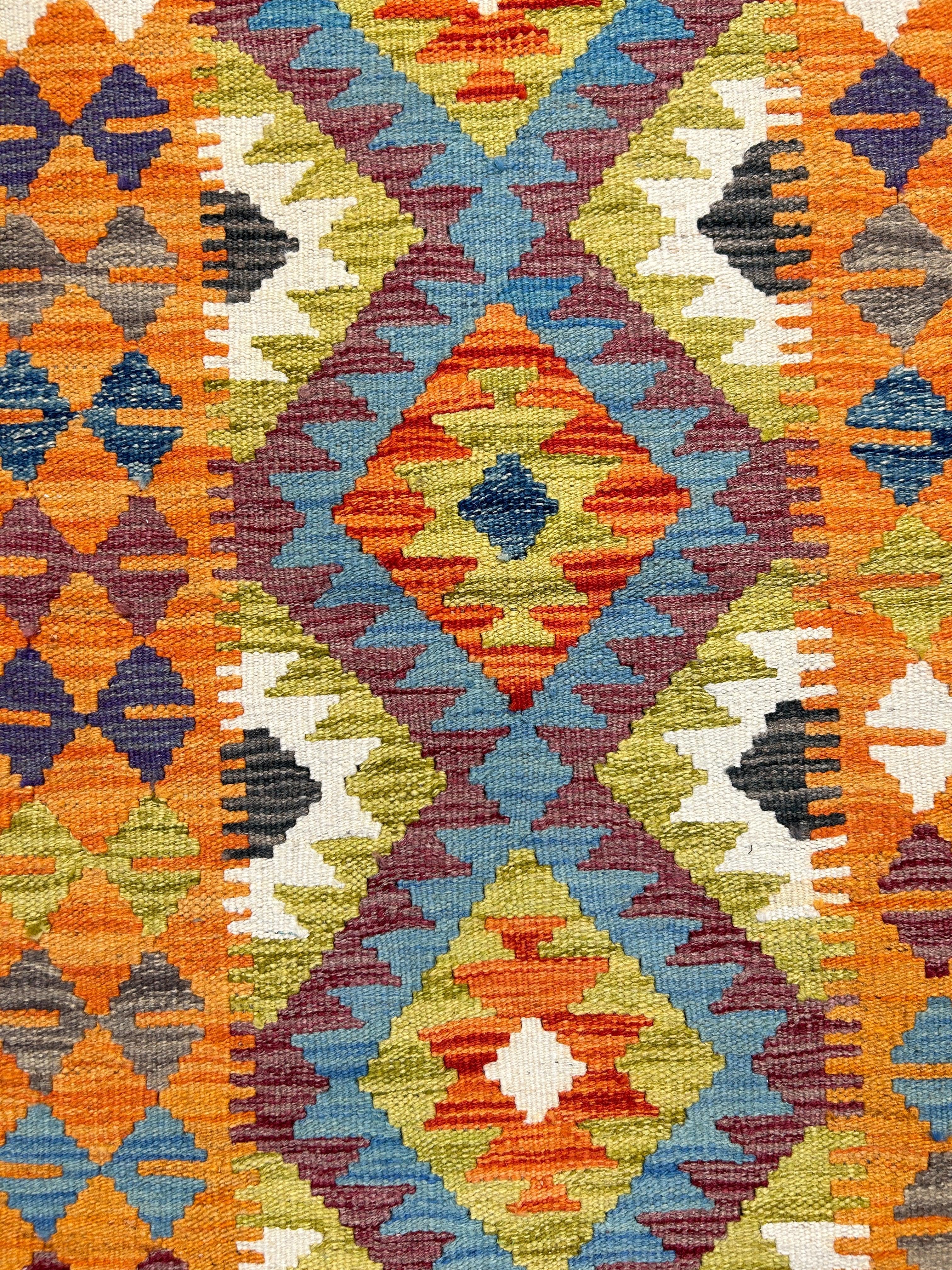 Multicolour Afghan Boho Kilim Runner 196cm x 75cm