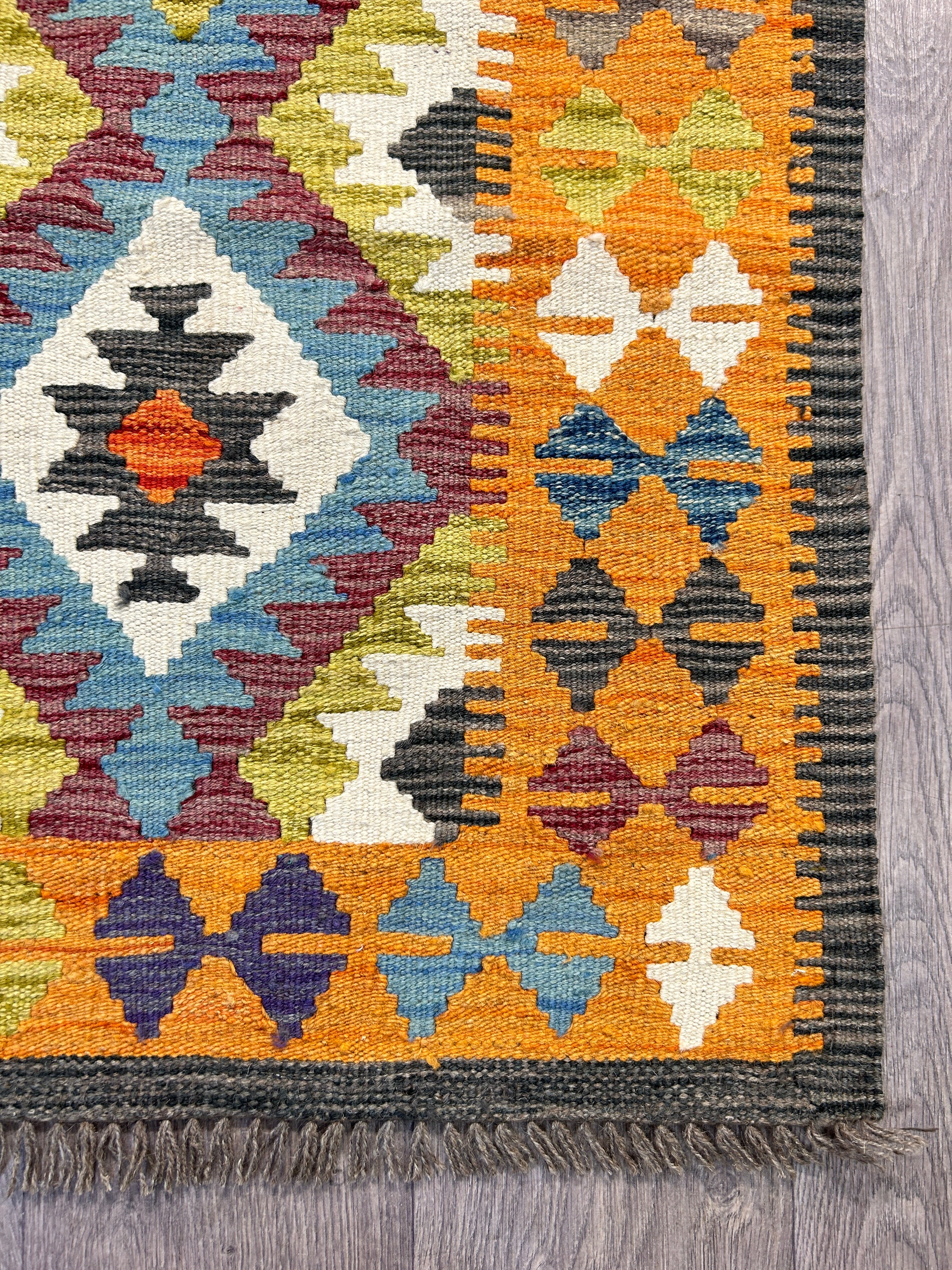 Multicolour Afghan Boho Kilim Runner 196cm x 75cm