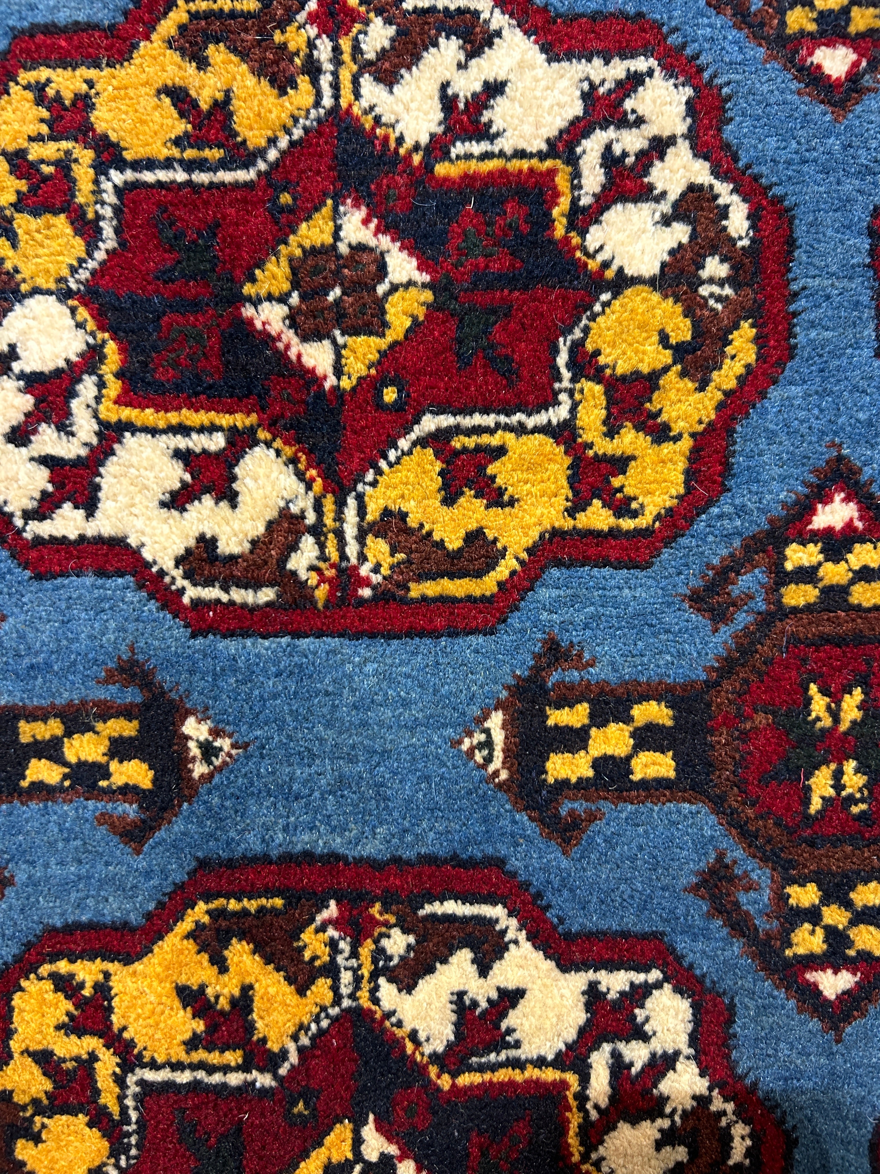 Blue Afghan Kundus Filpa Wool Rug 149cm x 103cm