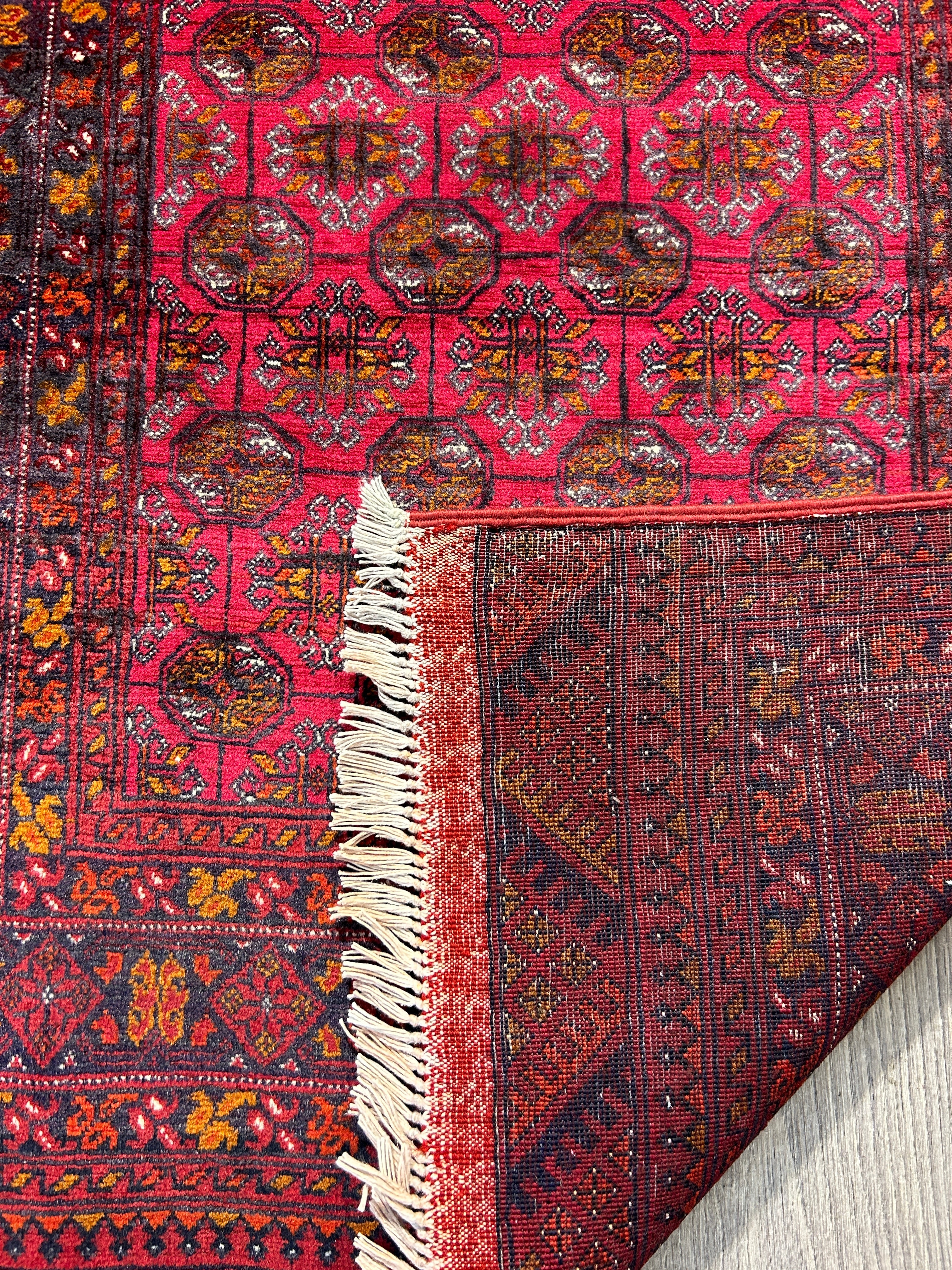 Muted Red Afghan Mori Gul Wool Rug 185cm x 76cm