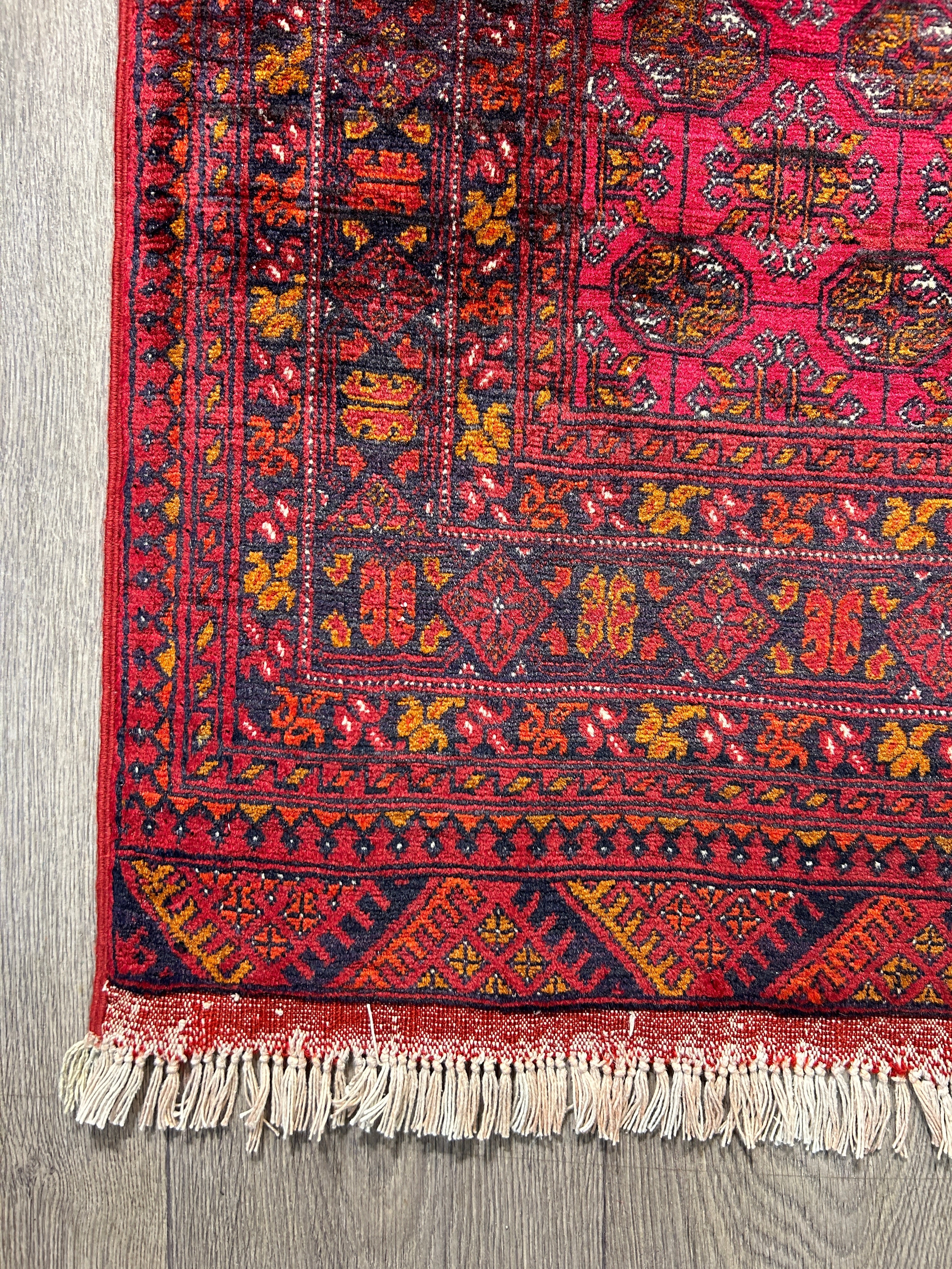 Muted Red Afghan Mori Gul Wool Rug 185cm x 76cm