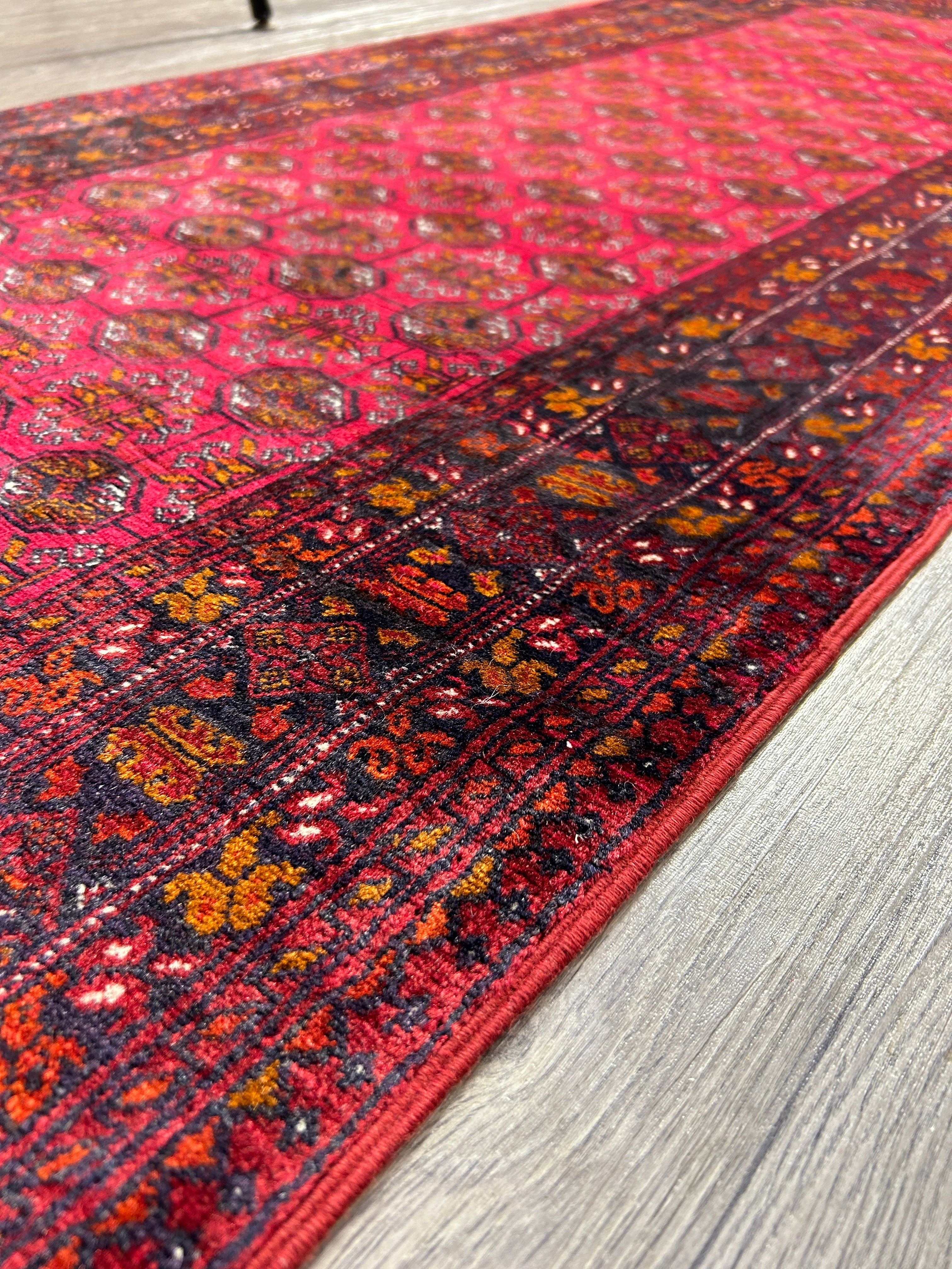 Muted Red Afghan Mori Gul Wool Rug 185cm x 76cm