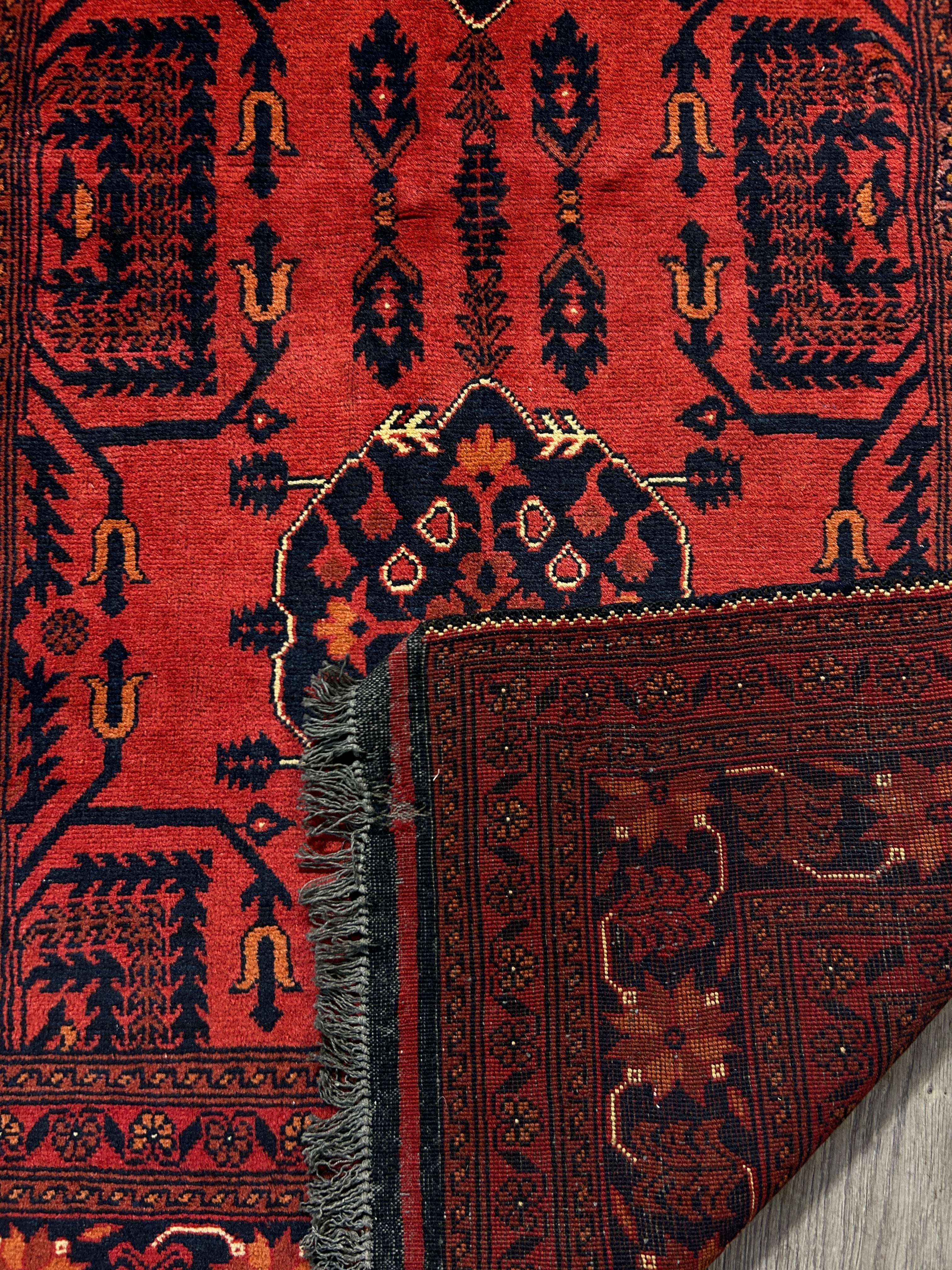 Muted Red Vintage Afghan Khal Wool Rug 147cm x 100cm