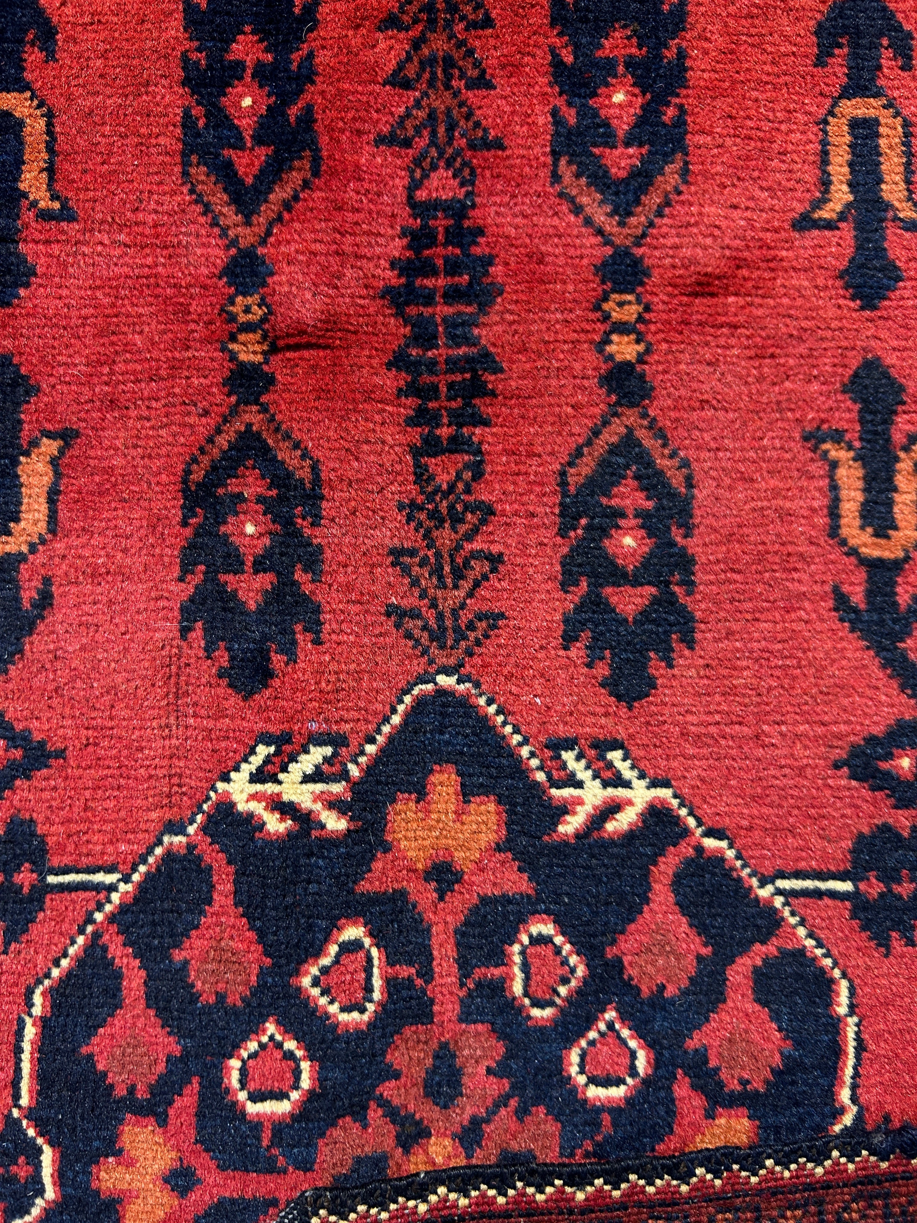 Muted Red Vintage Afghan Khal Wool Rug 147cm x 100cm