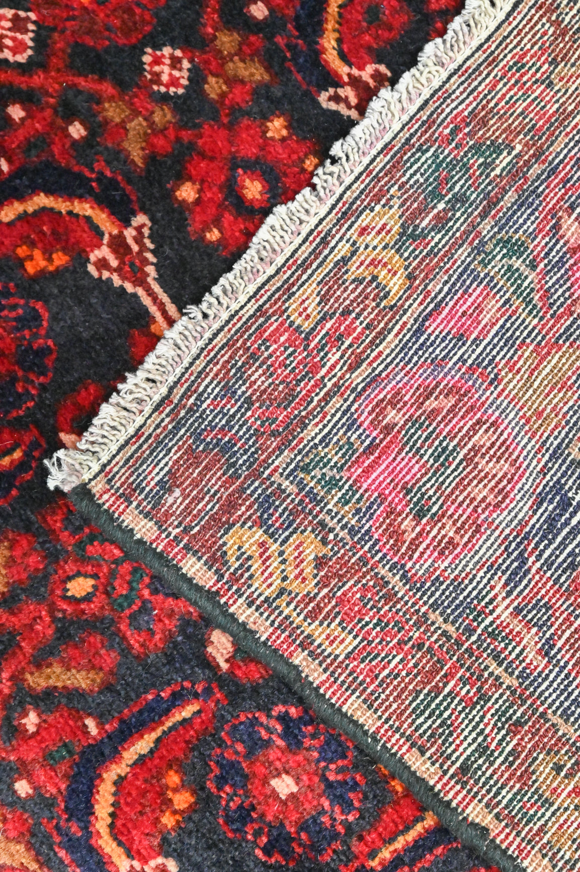 Burgundy Red Persian Hamadan Wool Runner 295cm x 102cm