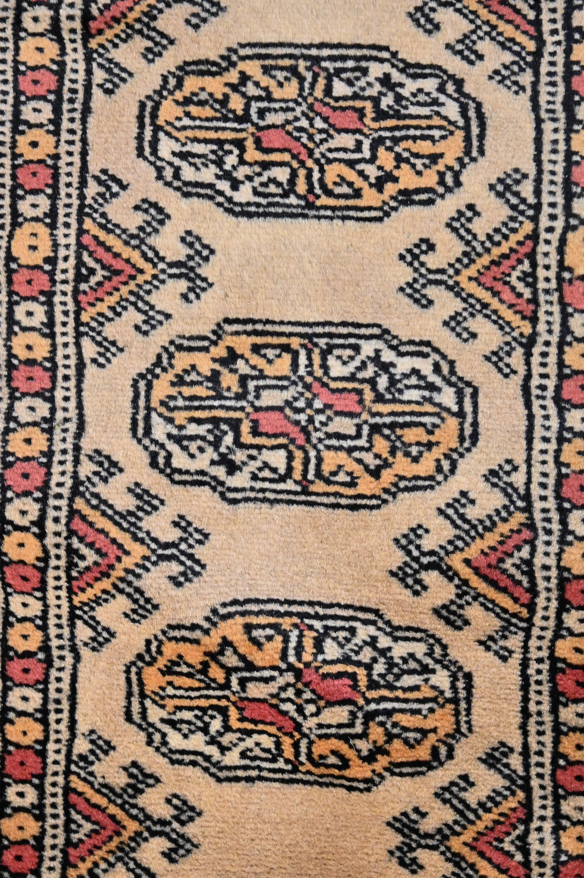 Beige and Pink Pakistani Bukhara runner 178cm x 62cm