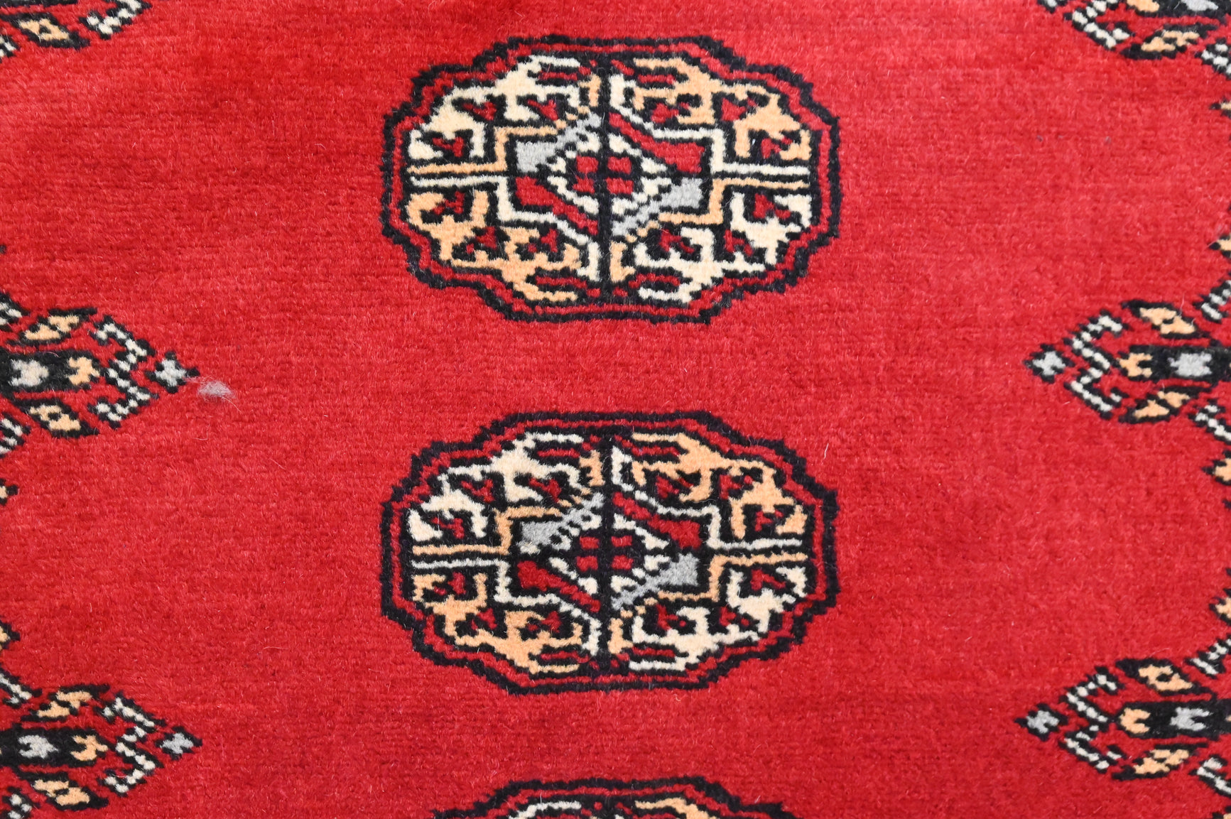 Red and White Pakistani Bukhara Runner 177cm x 66cm