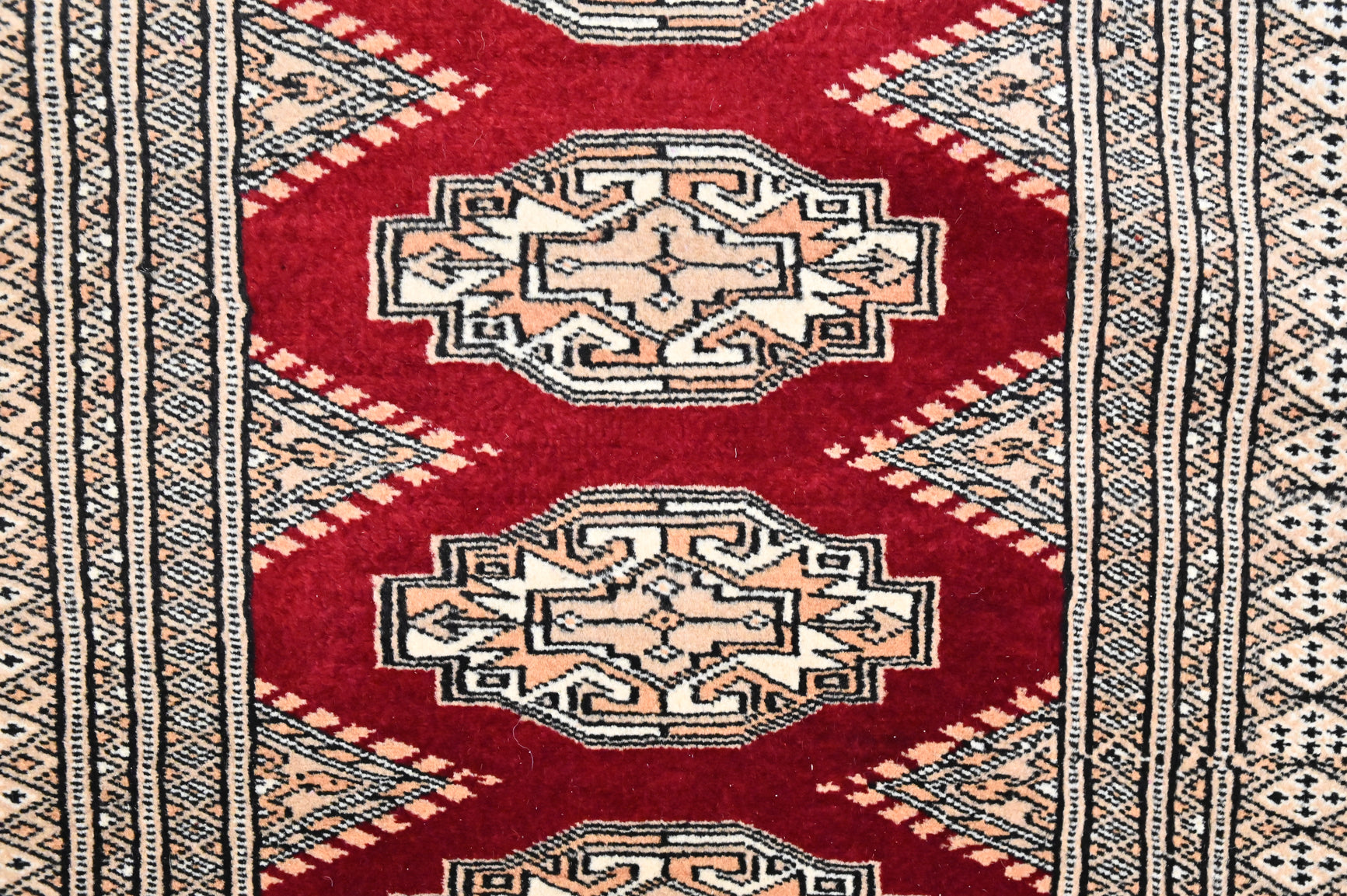 Red Cream Pak Bokhara Wool Runner 367cm x 76cm