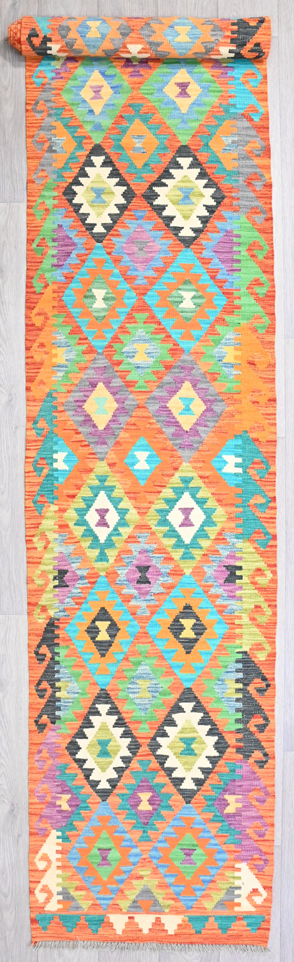 Multicolour Boho Kilim Wool Runner 493cm x 78cm