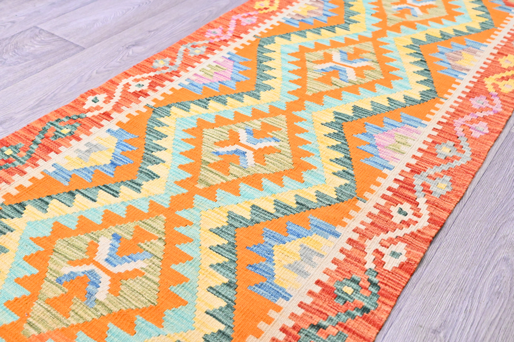 Multicolour Afghan Boho Kilim Runner 312cm x 82cm