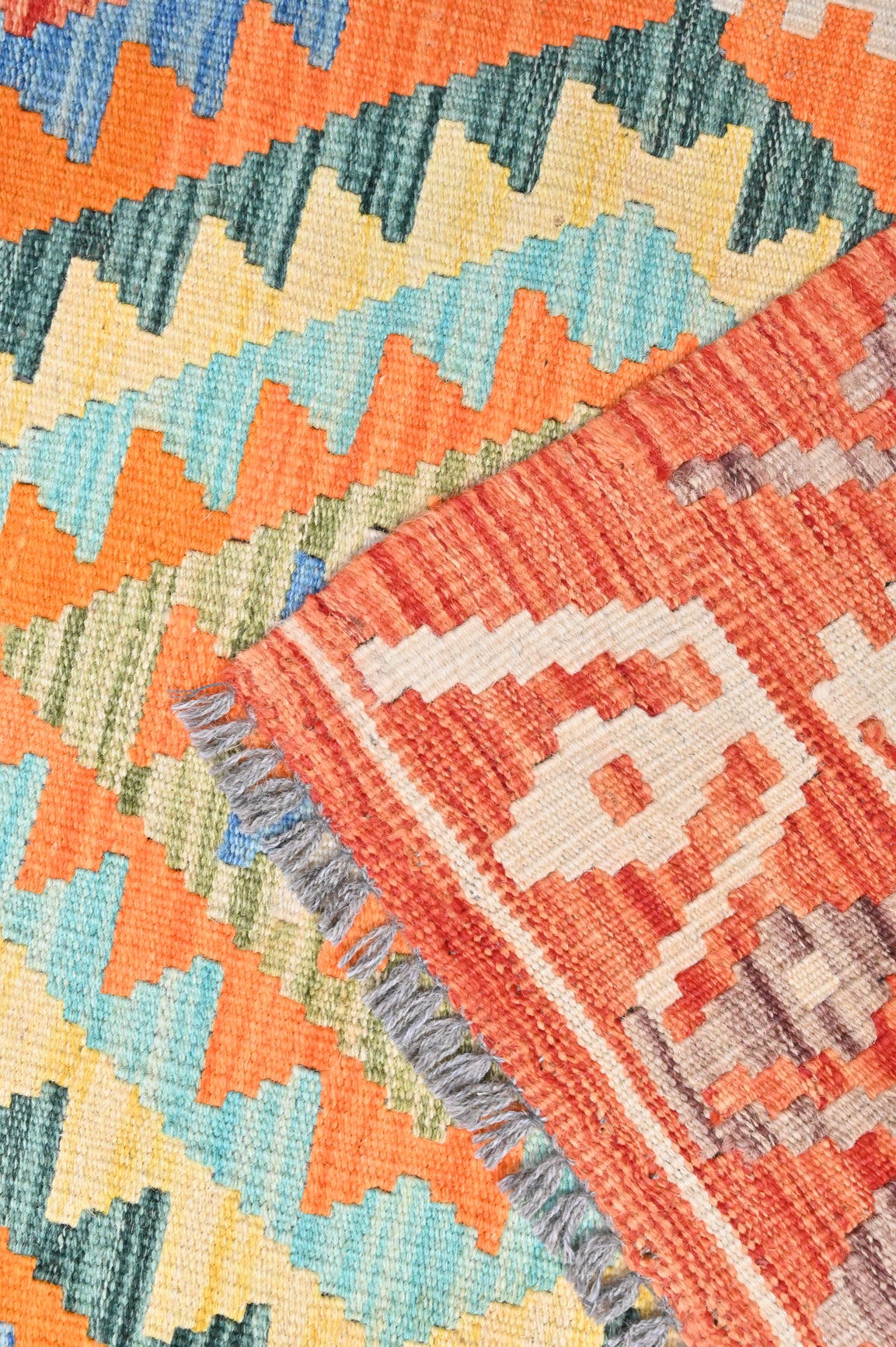 Multicolour Afghan Boho Kilim Runner 312cm x 82cm