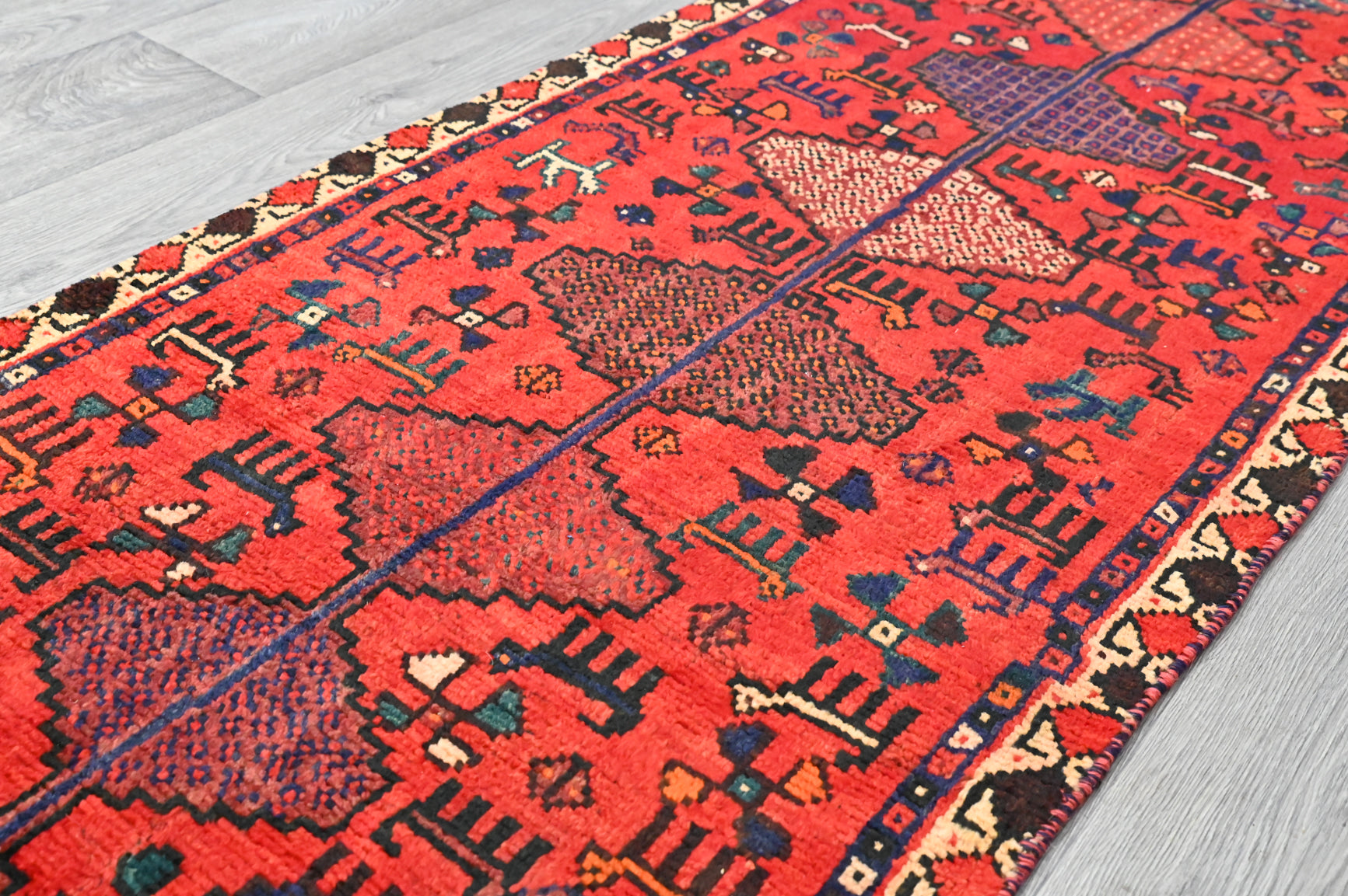 Red Tribal Persian Hamadan Wool Runner 295cm x 85cm