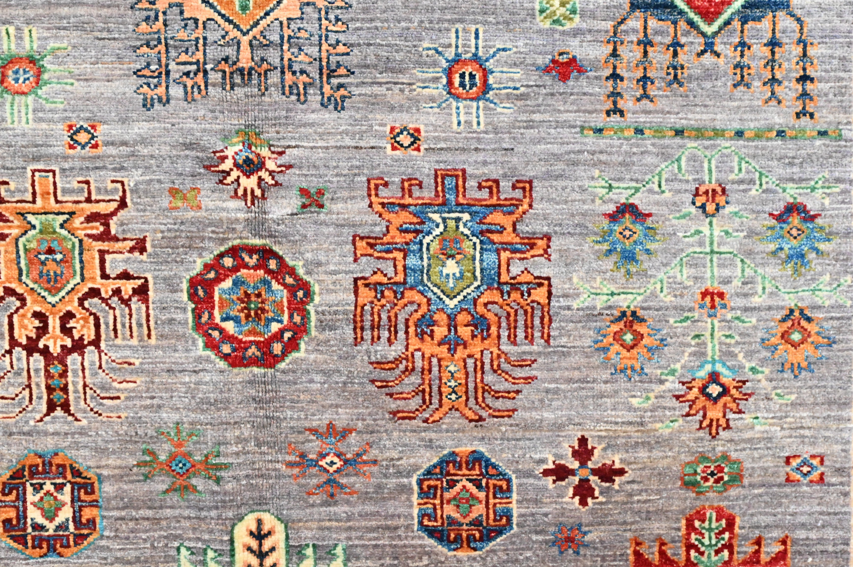 Grey Afghan Sultan Khurjin Wool Rug 196cm x 158cm