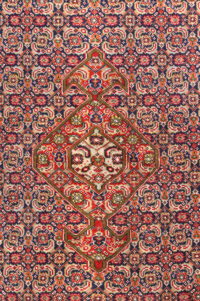 Navy Orange Fine Persian Bijar Wool Rug 190cm x 130cm