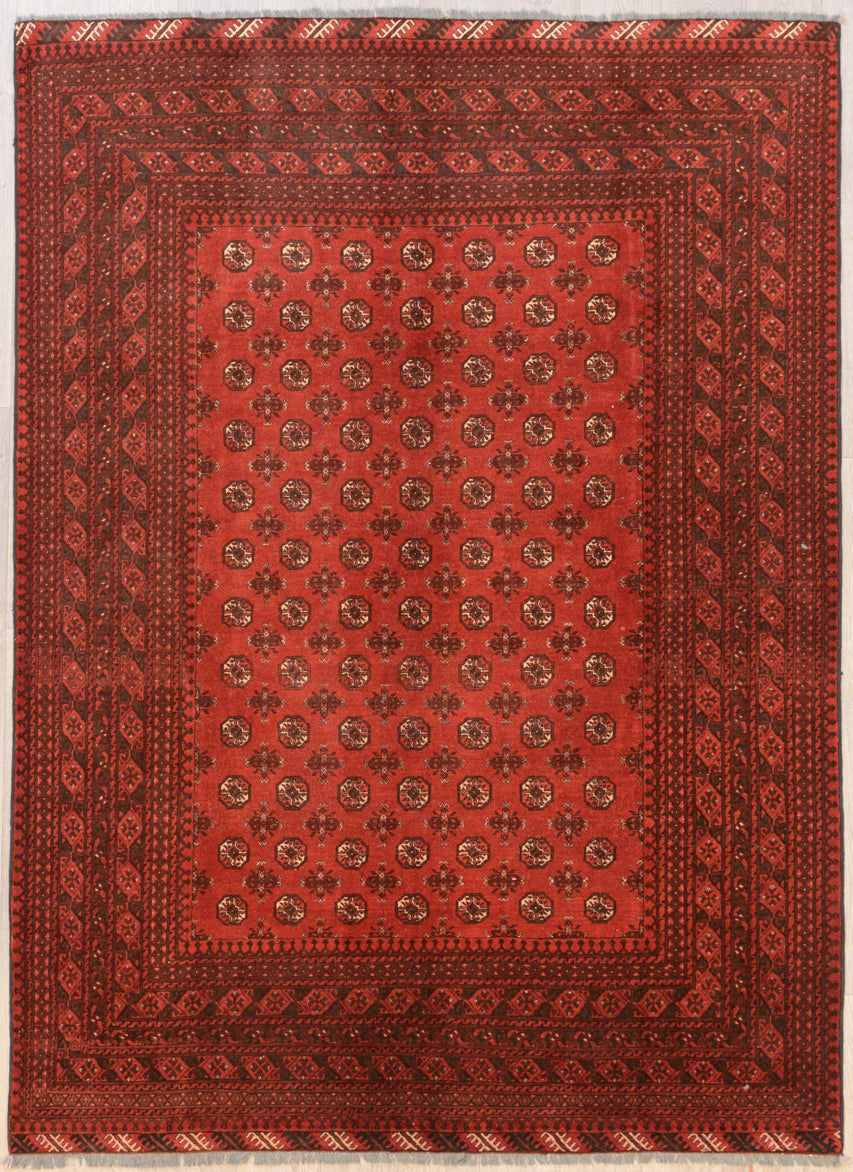 Faded Red Vintage 1990's Afghan Mazari rug 281cm x 207cm