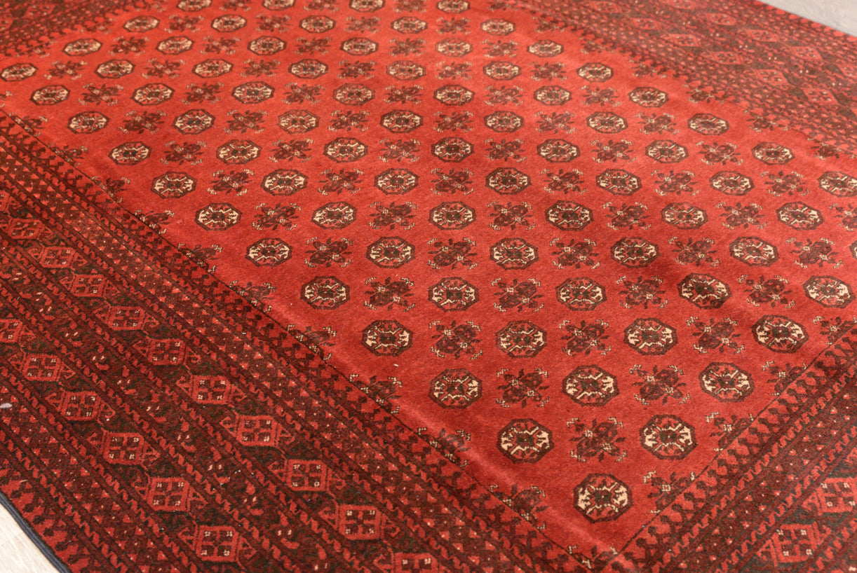 Faded Red Vintage 1990's Afghan Mazari rug 281cm x 207cm