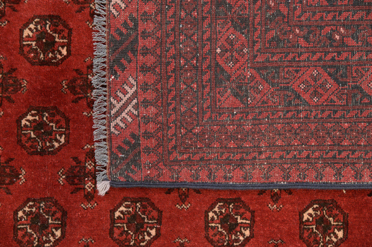 Faded Red Vintage 1990's Afghan Mazari rug 281cm x 207cm