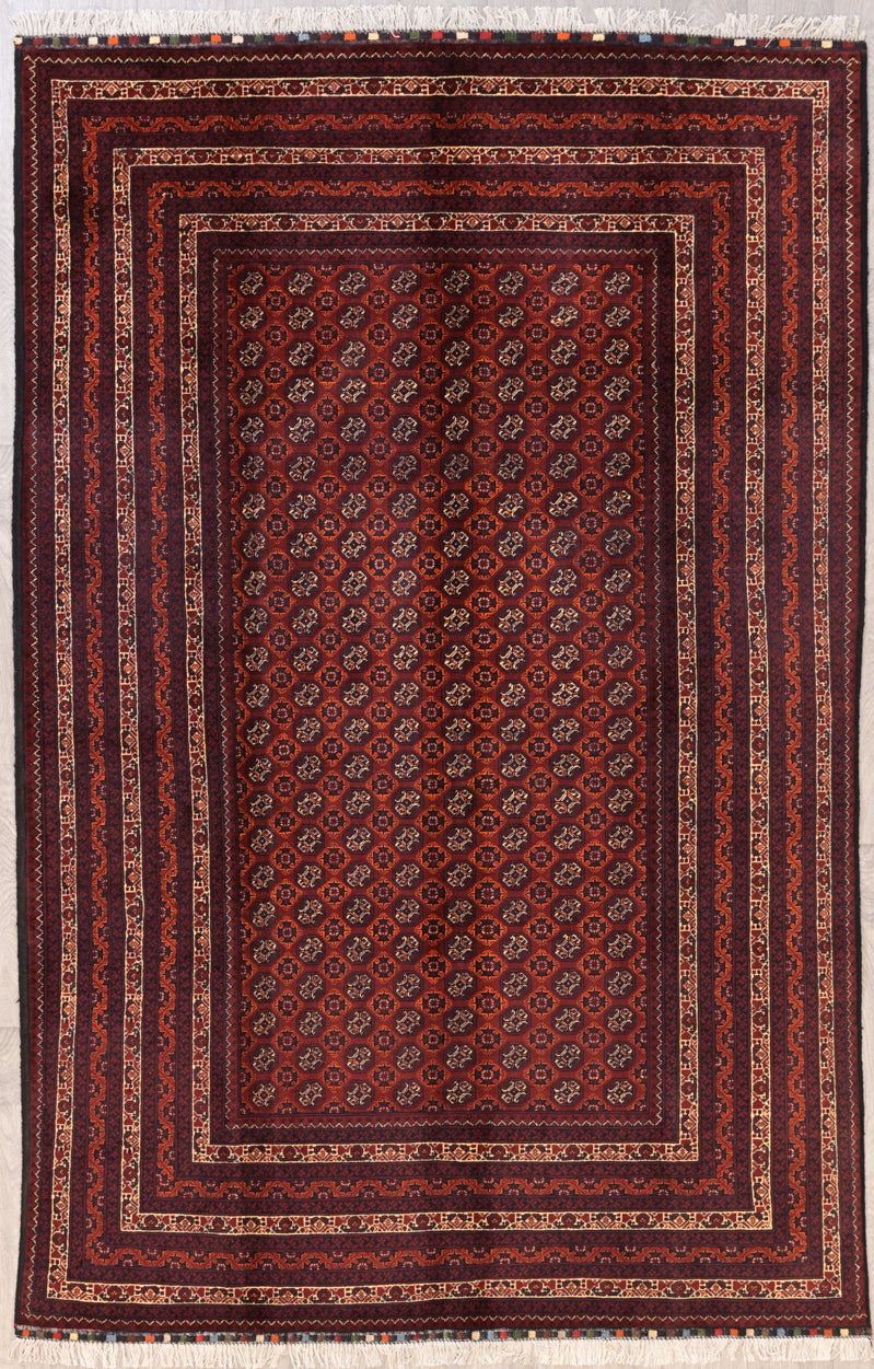 Red Afghan Khoja Roshnai Rug 300cm x 200cm