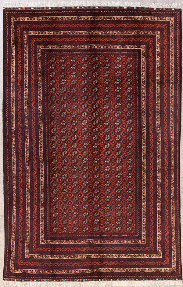 Red Afghan Khoja Roshnai Rug 300cm x 200cm