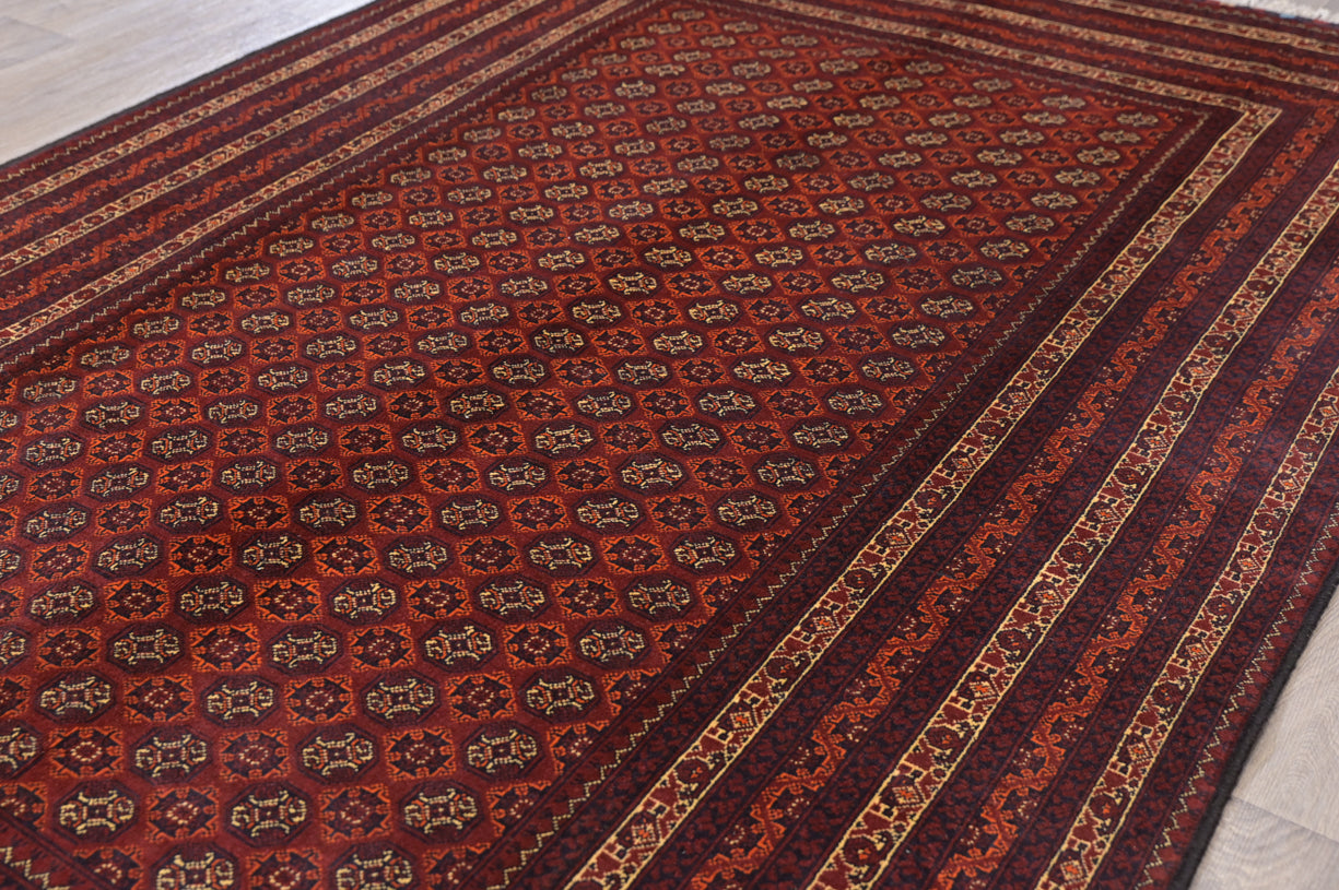 Red Afghan Khoja Roshnai Rug 300cm x 200cm