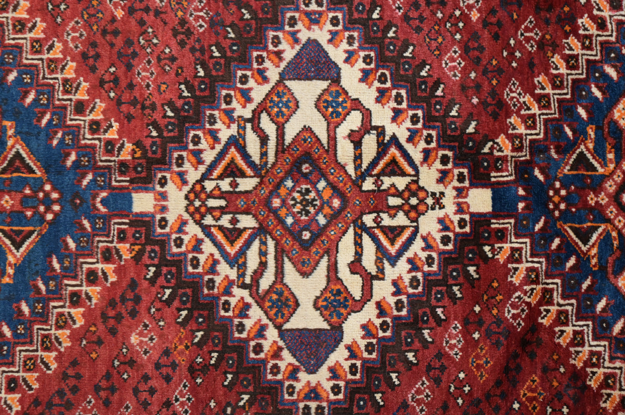 Red and Blue Vintage 1970s Persian Shiraz Rug 320cm x 215cm