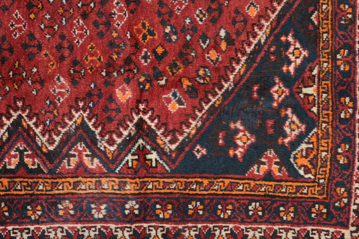 Red and Blue Vintage 1970s Persian Shiraz Rug 320cm x 215cm