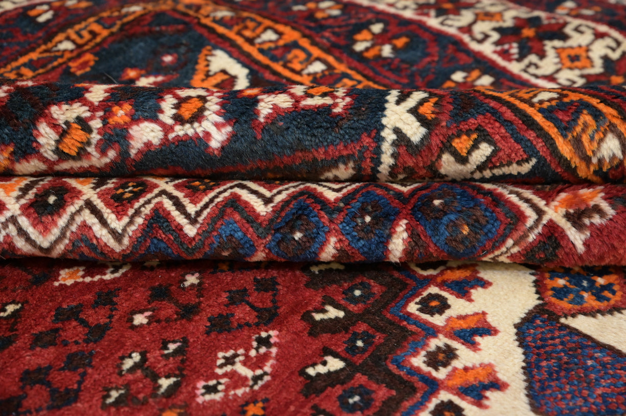 Red and Blue Vintage 1970s Persian Shiraz Rug 320cm x 215cm