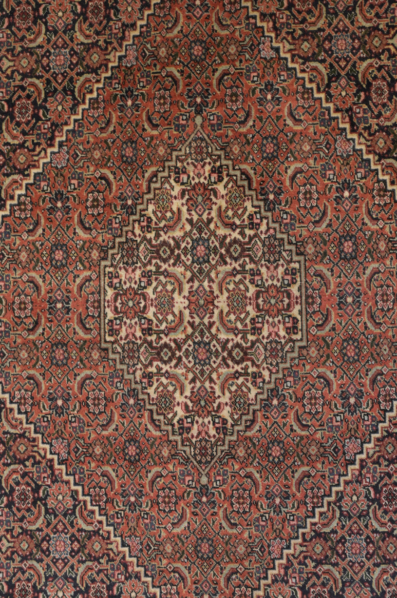 Faded Orange and Navy Blue Vintage 1970s Fine Persian Tabriz 347cm x 247cm