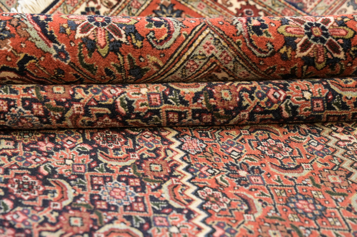 Faded Orange and Navy Blue Vintage 1970s Fine Persian Tabriz 347cm x 247cm