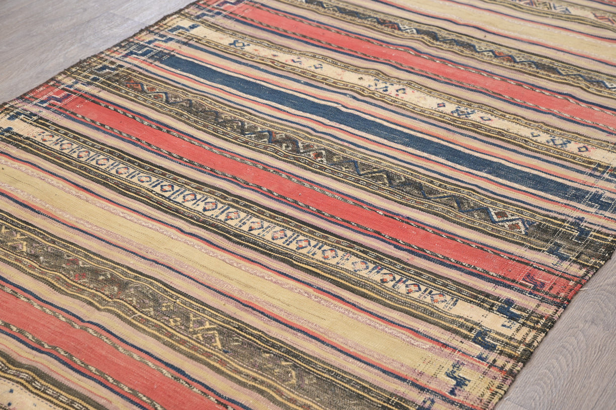 Multicolour Rare Vintage 1970s Persian Sumak Runner 370cm x  128cm