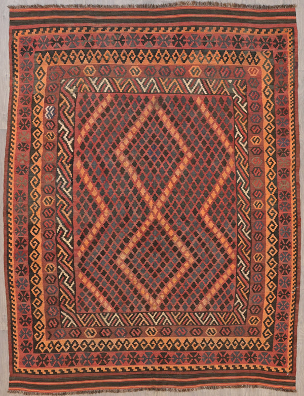 Faded Red Vintage 1960s Persian Kilim 255cm x 200cm