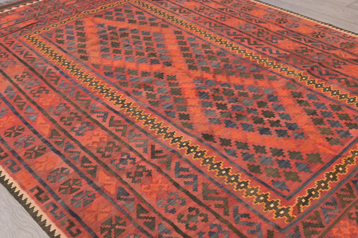 Muted Red Vintage 1970s Persian kilim 280cm x 200cm