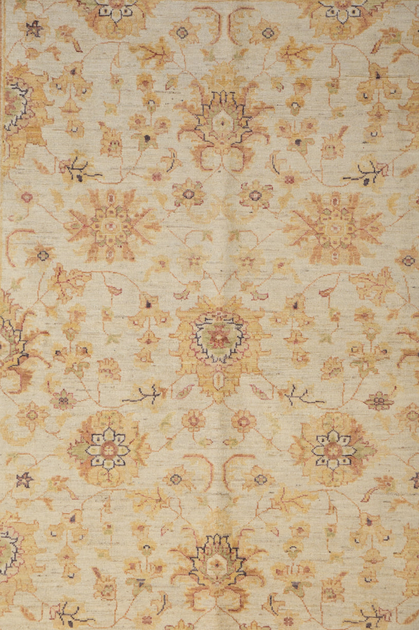 Cream and Orange Fine Afghan Chobi 195cm x 147cm