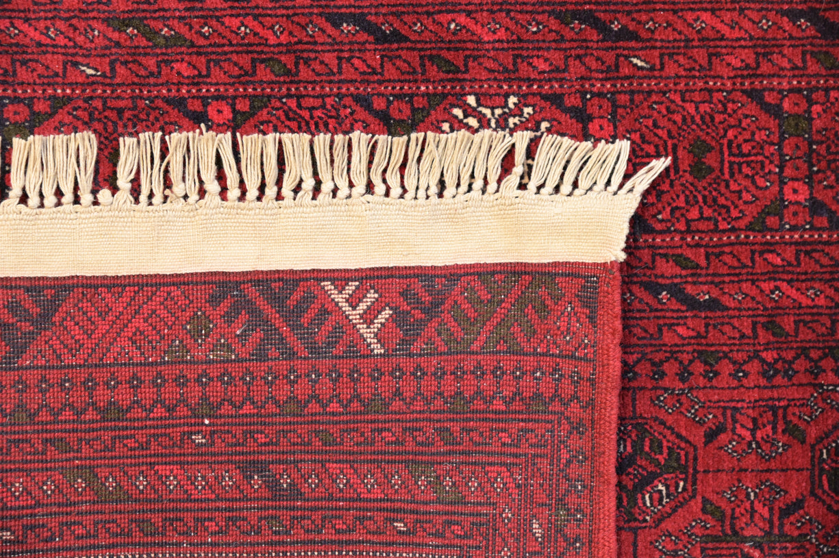 Red Mowri Gul Afghan Wool Runner 285cm x 80cm