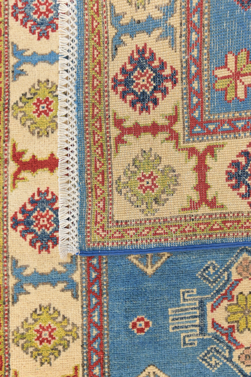 Blue Afghan Kazak Wool Runner 293cm x 83cm