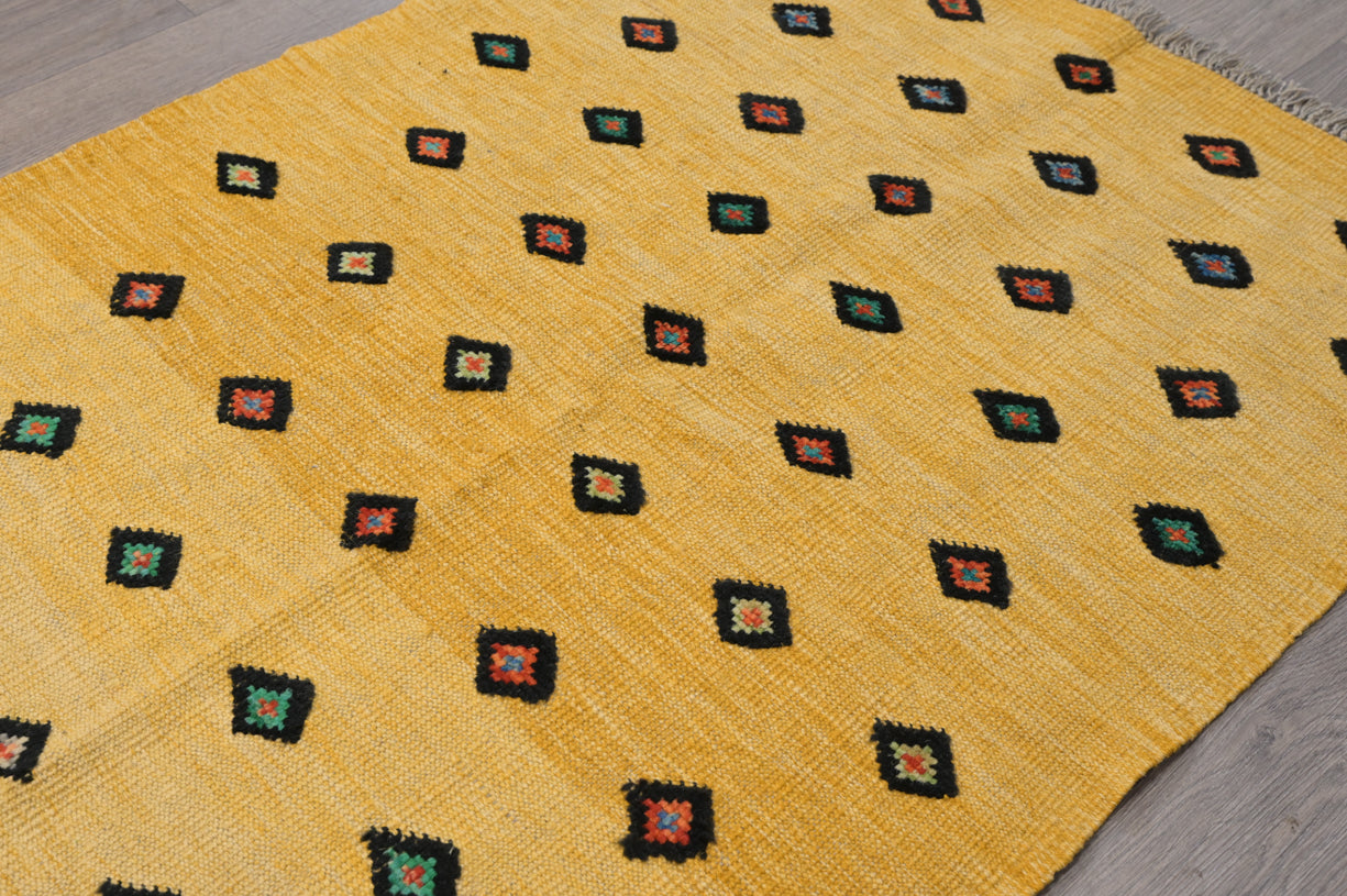 Gold Persian Barjasta Kilim 152cm x 109cm