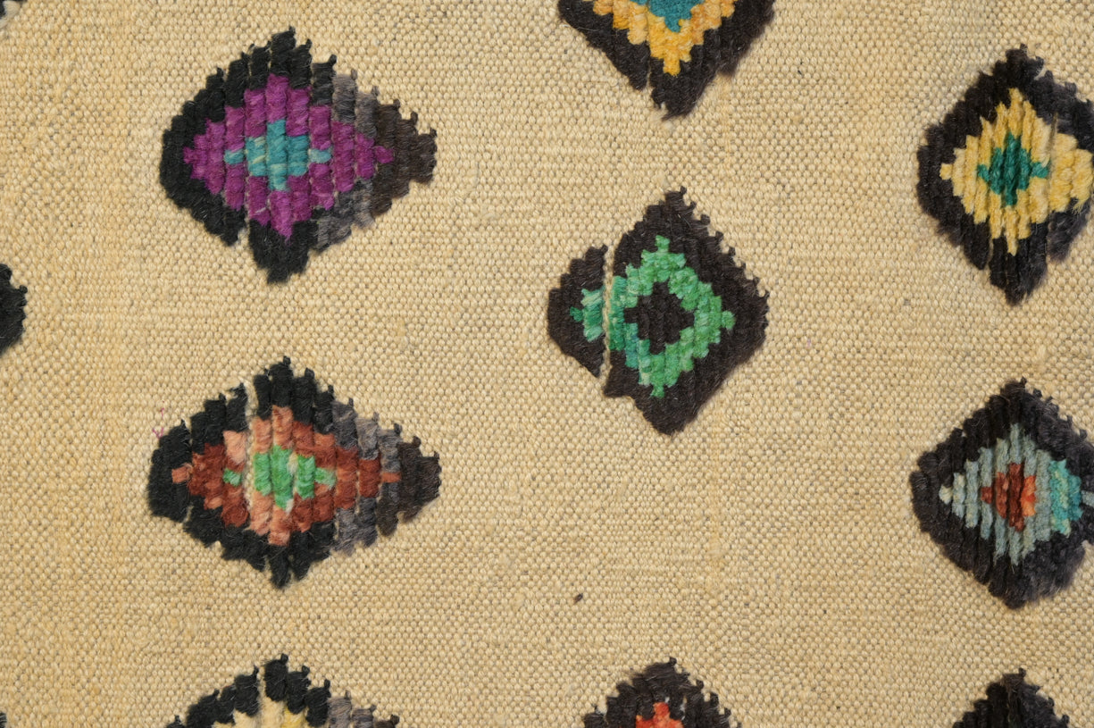 Cream Afghan Barjasta Wool Kilim 151cm x 104cm