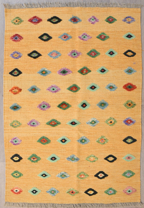 Golden Yellow Persian Barjasta Kilim 150cm x 103cm