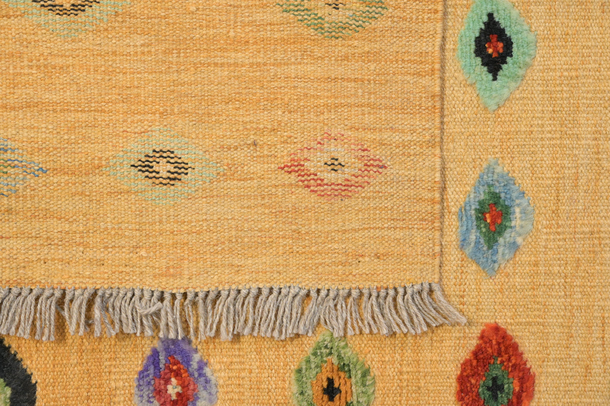 Golden Yellow Persian Barjasta Kilim 150cm x 103cm