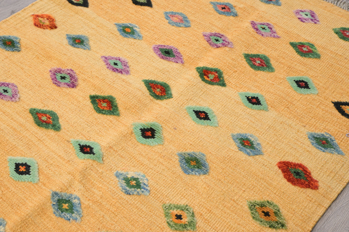 Golden Yellow Persian Barjasta Kilim 150cm x 103cm