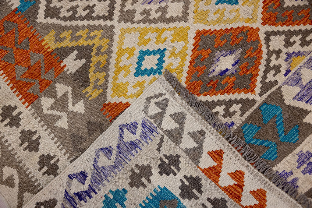 Muted Boho Kilim Wool Rug 254cm x 176cm