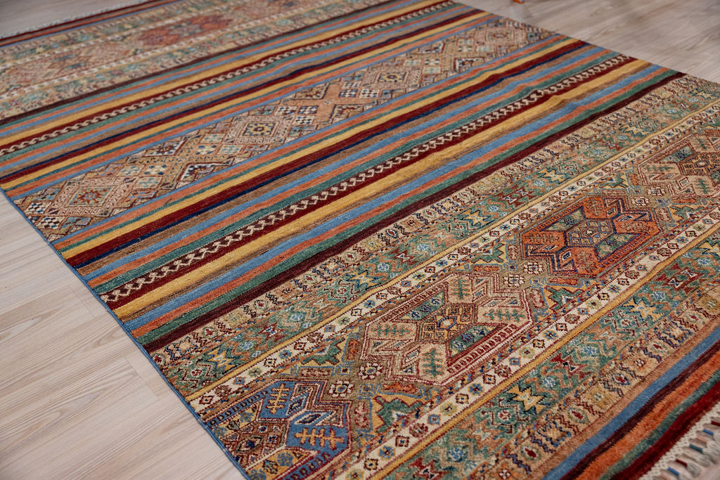 Multicolour Afghan Khurjin Chobi Wool Rug 294cm x 199cm