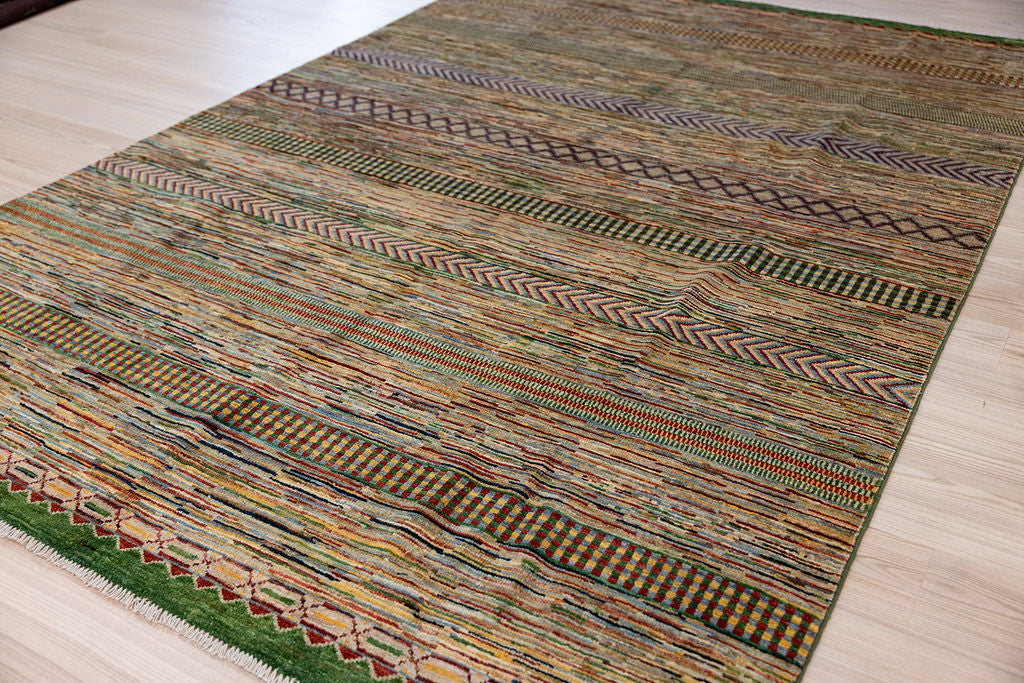 Green Afghan Chobi Gabbeh Wool Rug 289cm x 197cm