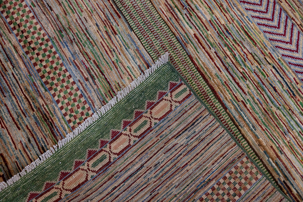 Green Afghan Chobi Gabbeh Wool Rug 289cm x 197cm