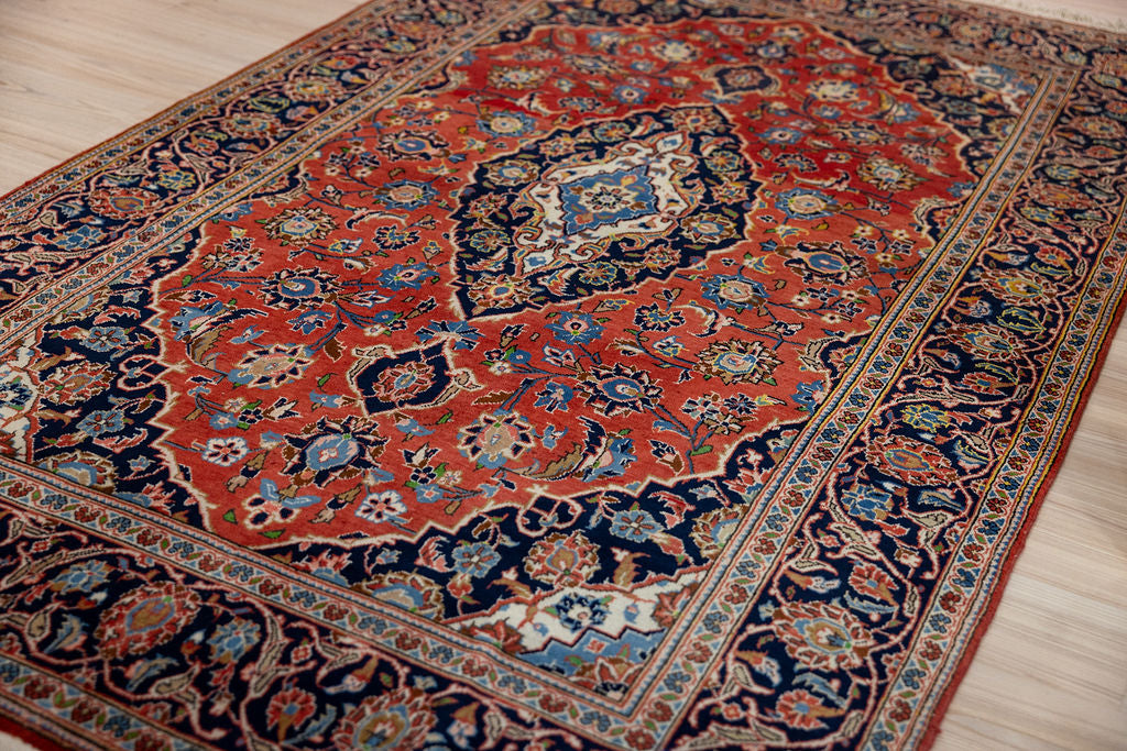 Red Persian Kashan Wool Rug 240cm x 140cm