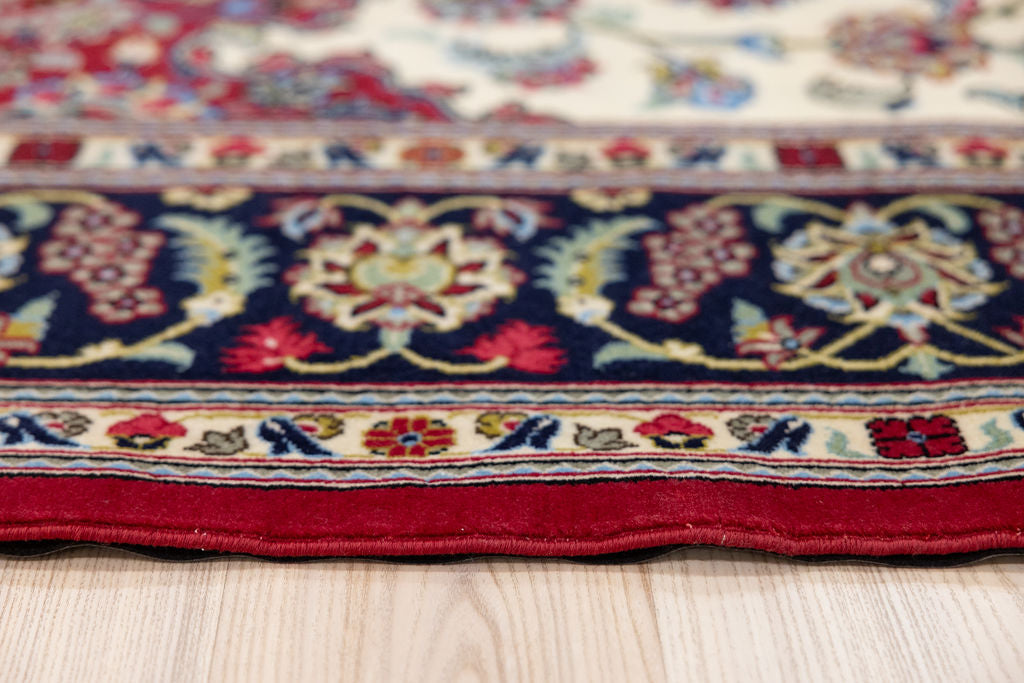 Cream Fine Persian Qom Wool Rug 340cm x 250cm