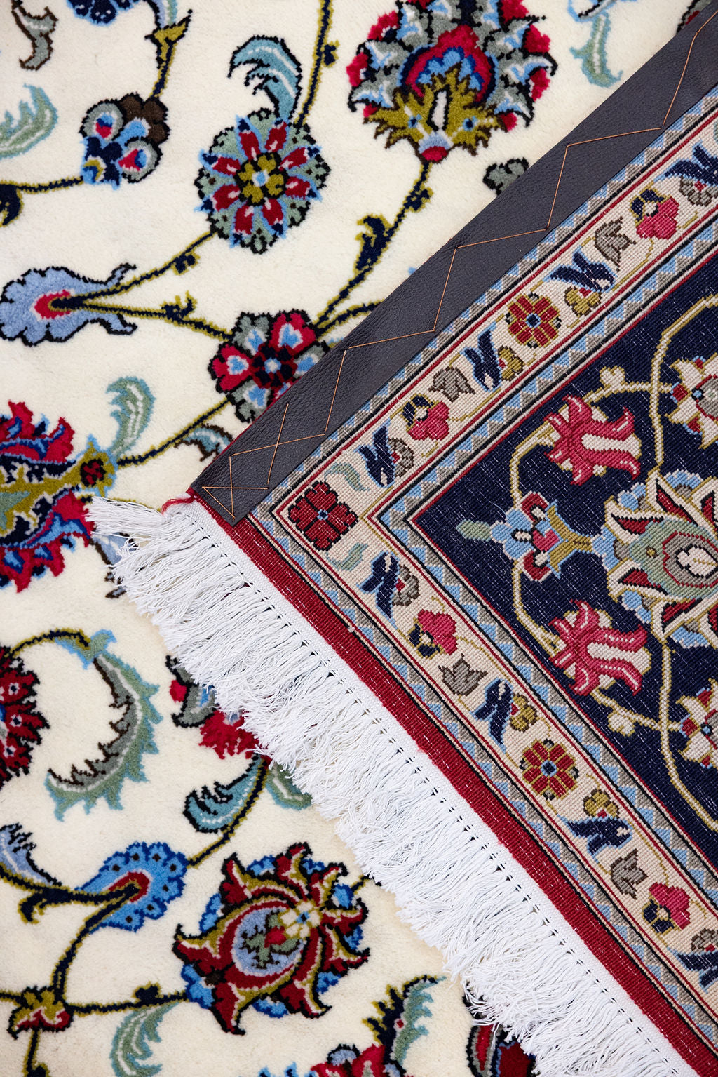 Cream Fine Persian Qom Wool Rug 340cm x 250cm